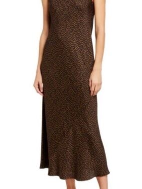 Vince Star Dot scoop neck midi silk blend dress